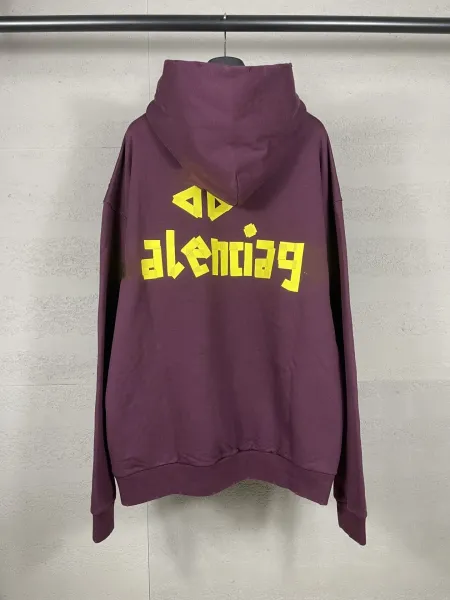 Balenciaga Distressed Logo Hoodie Black - 40