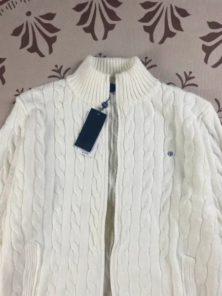 Polo Ralph Lauren Cable Knit Zip-Up Cardigan White Outerwear.cardigan - 8