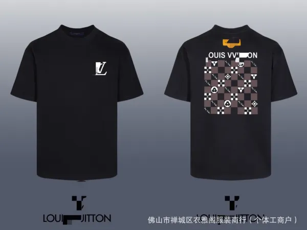 Louis Vuitton Chessboard Print T-Shirt Black - 1