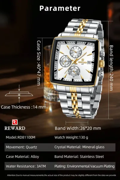 Design Reward VIP Chronograph Black and Gold Stainless Steel Watch Watches - 12