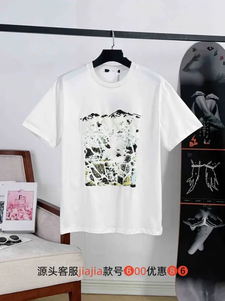 Design Abstract Mountain Print White T-Shirt Tops.t Shirts - 1