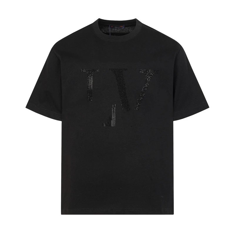 Valentino VLOGO Crystal-Embellished Black T-Shirt
