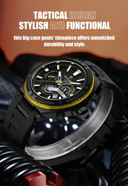 Design Reward VIP Chronograph Black with Yellow Accents Watch Watches - 5