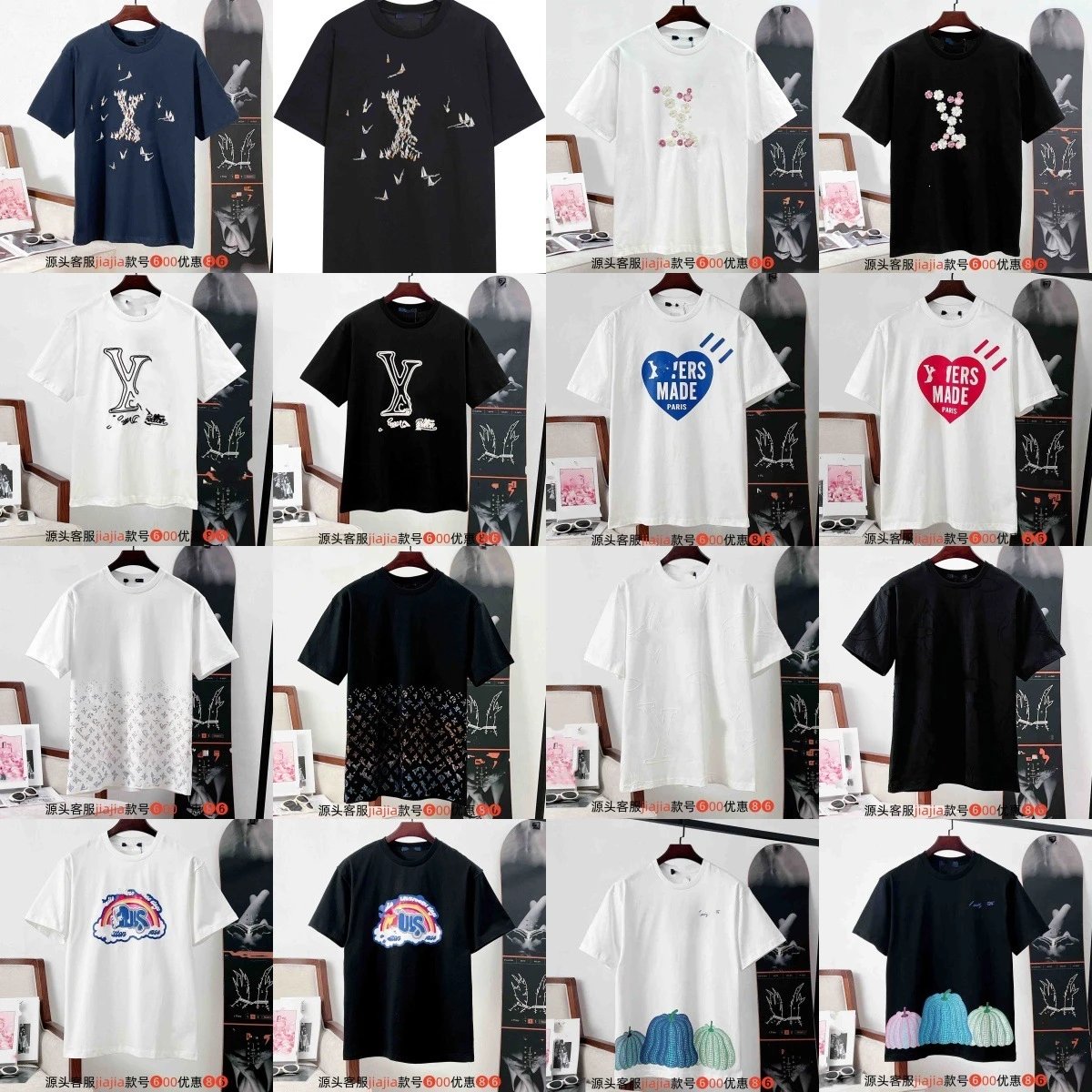 Design Paper Crane Embroidered Navy T-Shirt - 4