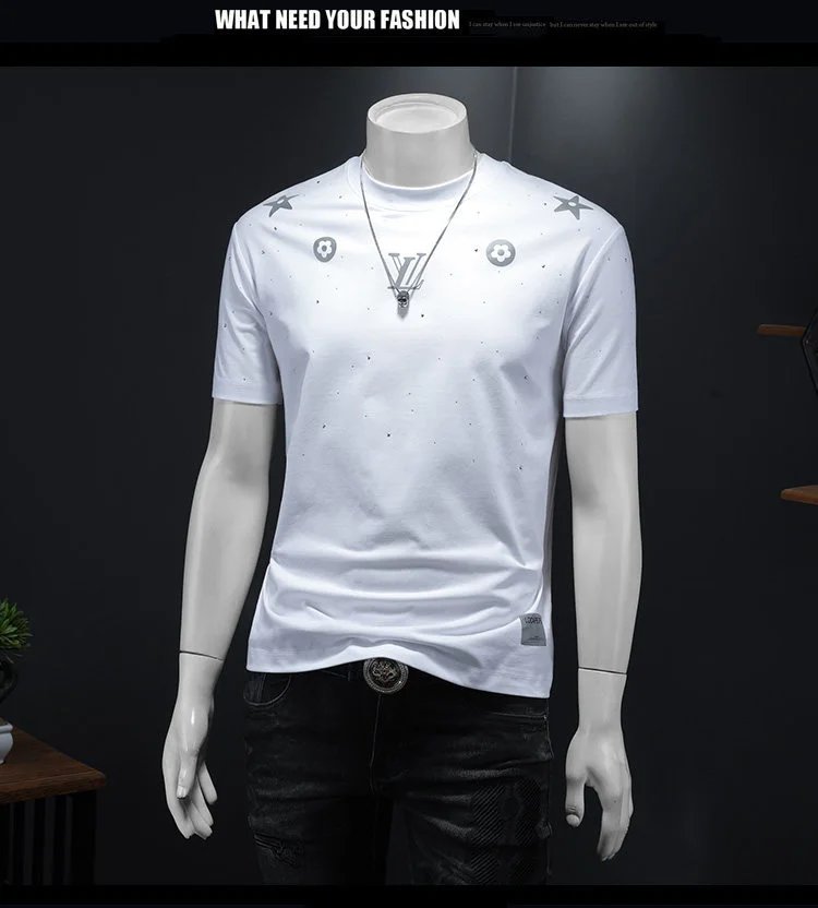 Design Embellished Star and Floral Graphic T-Shirt White - 16