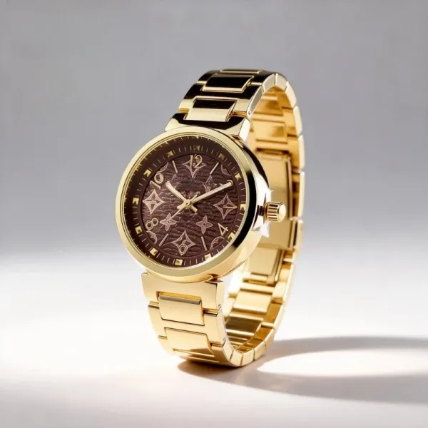 Louis Vuitton Monogram Print Gold-Tone Quartz Watch Watches - 4