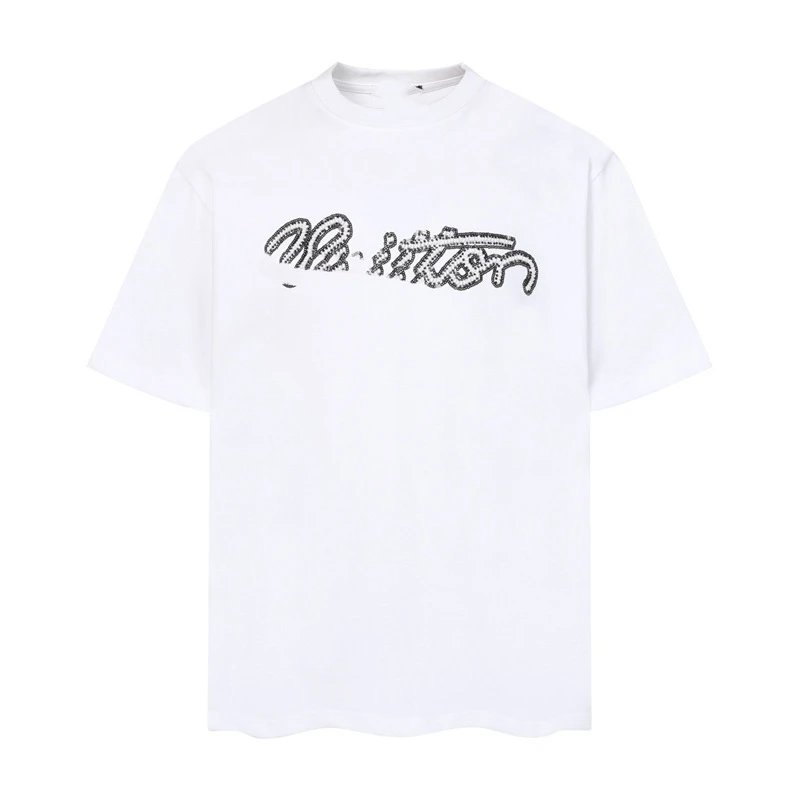 Design Script Logo Embroidered White T-Shirt - 1