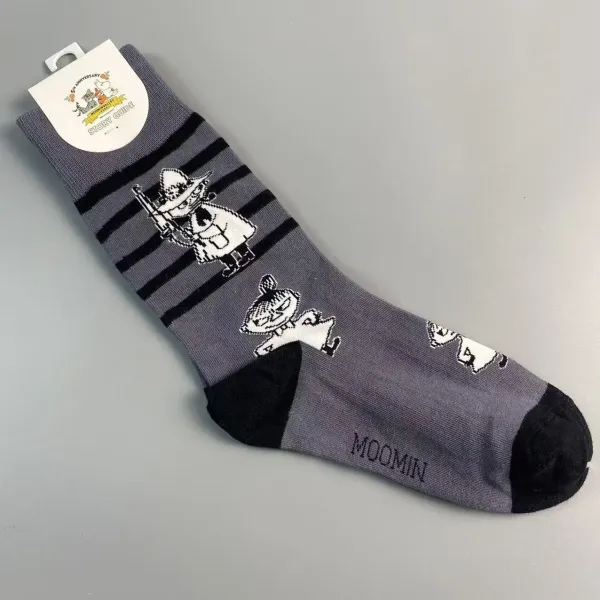 Design Moomin Story Guide Socks Gray Striped Cartoon Character Socks - 1
