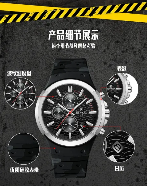 Design Reward VIP Chronograph Black and Rose Gold Watch Watches - 6