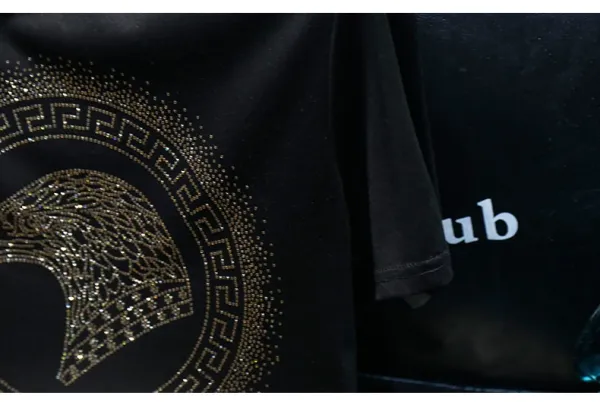 Versace Medusa Eagle Crystal Embellished Royal Blue T-Shirt - 19