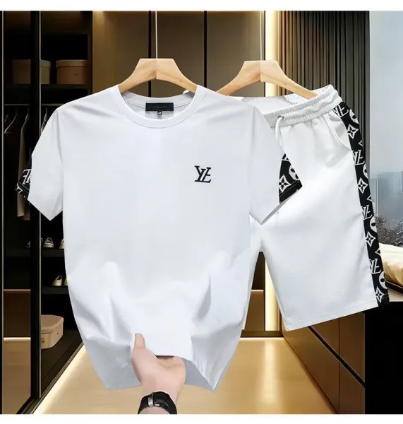 Louis Vuitton Monogram Print T-Shirt and Shorts Set Black - 11