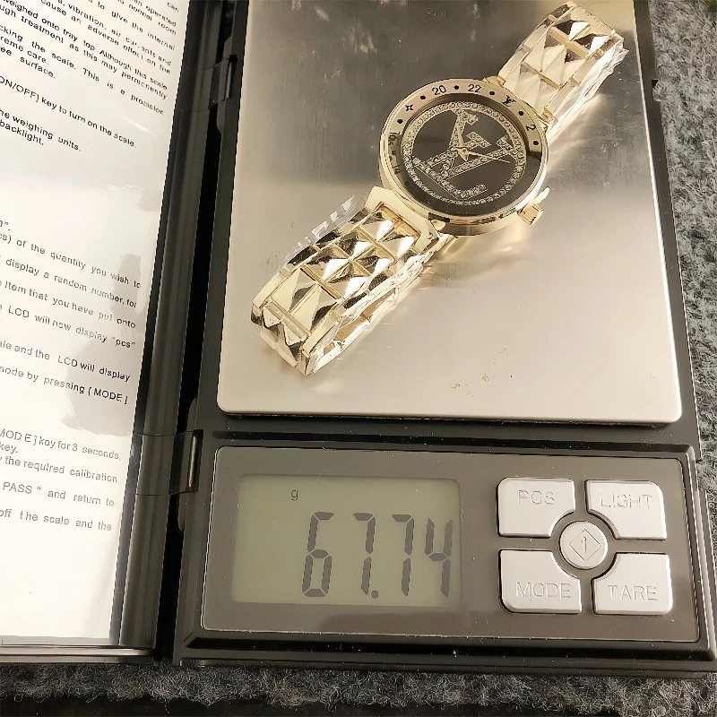 Louis Vuitton Monogram Crystal Dial Gold-Tone Quartz Watch Watches - 10