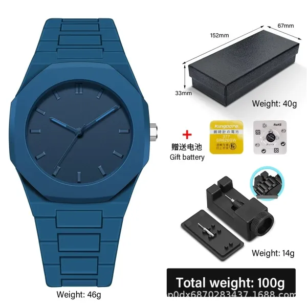 Design Minimalist Octagonal Watch Light Blue Quartz Watch Watches - 5