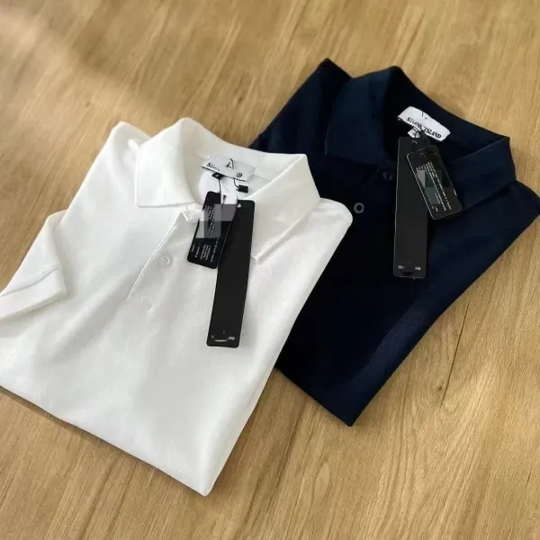 Stone Island Polo Shirt Navy and White - 4