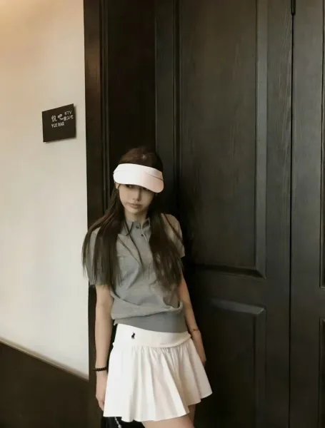 Fred Perry Polo Shirt Gray with Black Tennis Skirt - 10