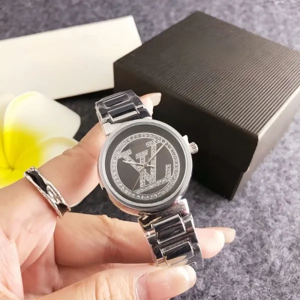Louis Vuitton Monogram Logo Watch Gold Black Quartz Watch Watches - 5
