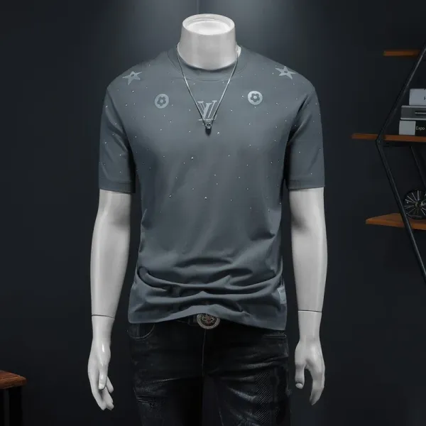 Design Star-Embellished Gray T-Shirt - 1