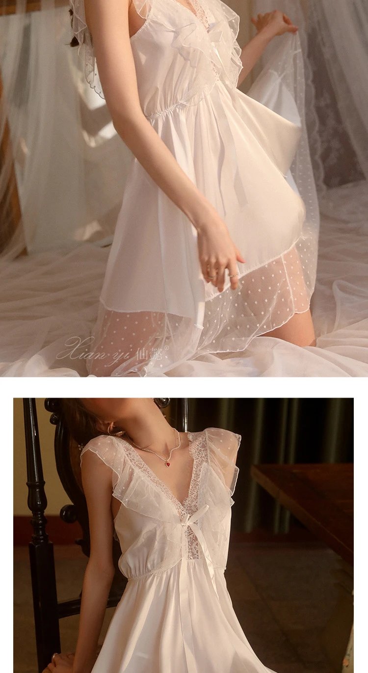 Design Lace-Trimmed Satin Sleepwear Set Black - 15