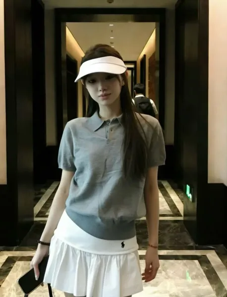 Fred Perry Polo Shirt Gray with Black Tennis Skirt - 14