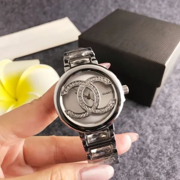 Chanel CC Logo Crystal-Embellished Silver Quartz Watch Watches - 1