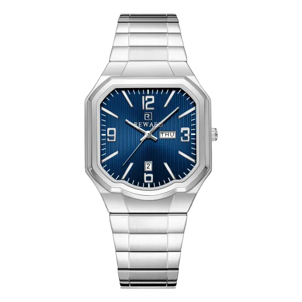 Design Reward Octagon Blue Dial Stainless Steel Watch Watches - 1
