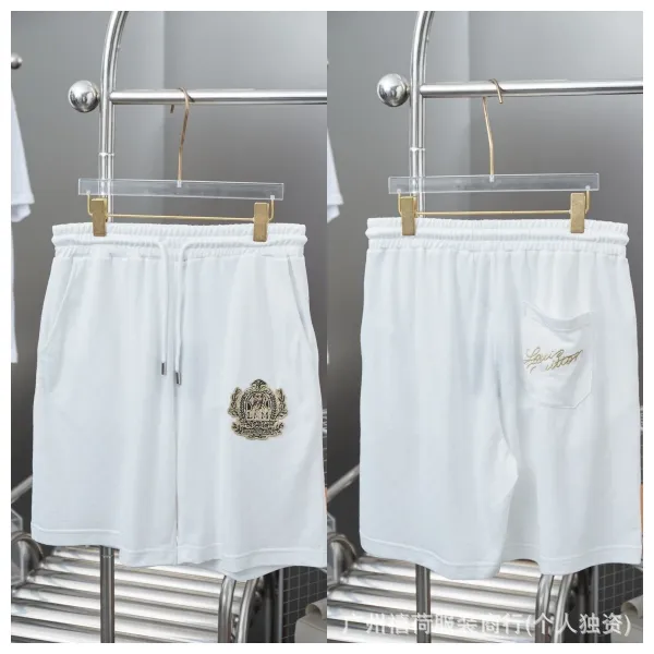 Design Embroidered Crest Shorts White - 1