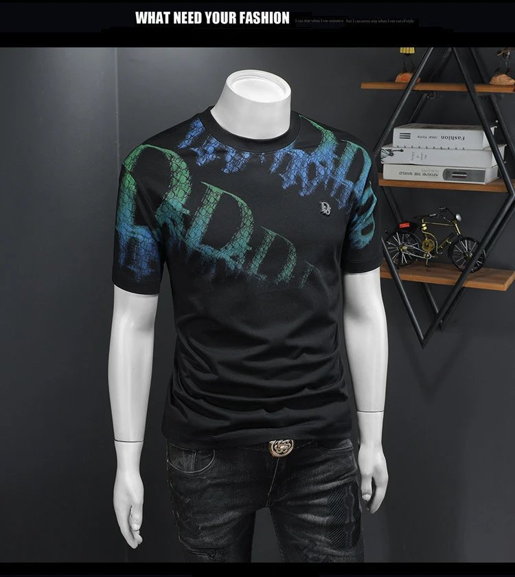 Design Graphic Print Crocodile Texture Black T-Shirt - 8
