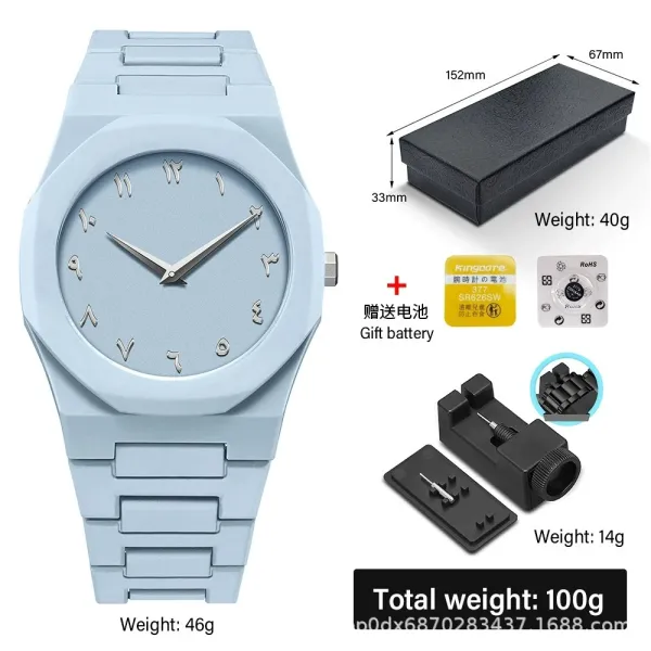 Design Minimalist Octagonal Watch Light Blue Quartz Watch Watches - 9