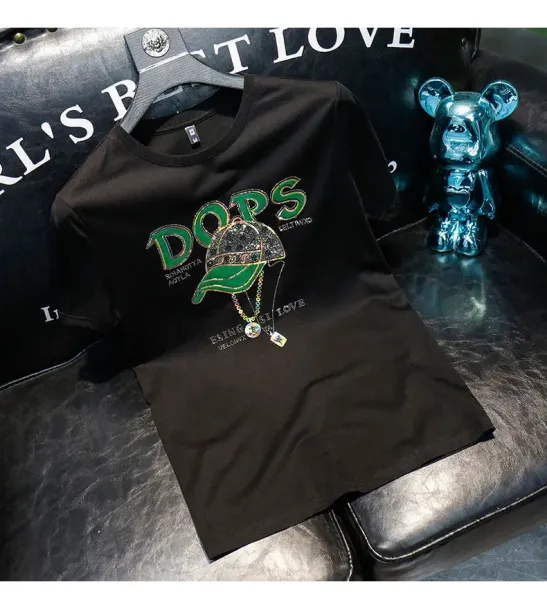 Design Dops Graphic Embellished Black T-Shirt - 7