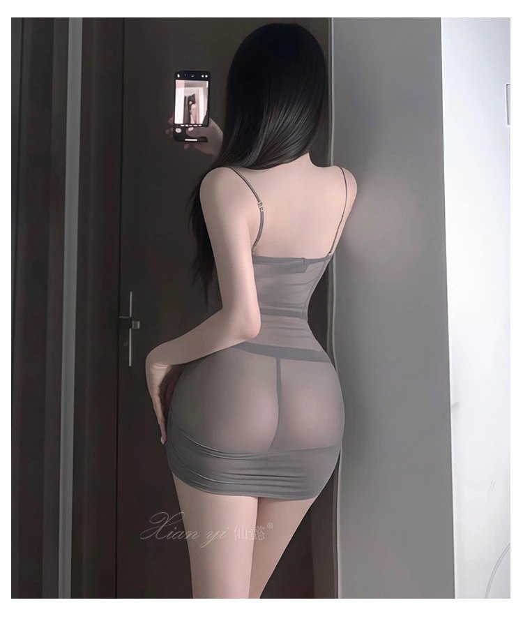 Design Pure Desire Sheer Bodycon Dress Gray - 13
