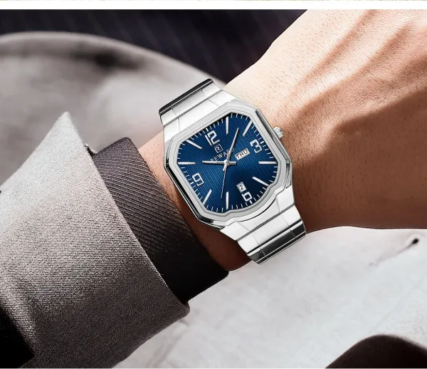 Design Reward Octagon Blue Dial Stainless Steel Watch Watches - 14