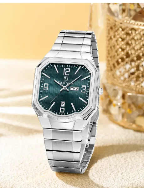 Design Reward Octagon Blue Dial Stainless Steel Watch Watches - 15