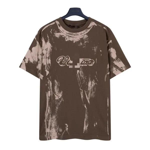 Design Distressed Graphic Print Brown T-Shirt - 1