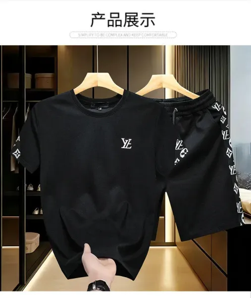Louis Vuitton Monogram Print T-Shirt and Shorts Set Black - 4