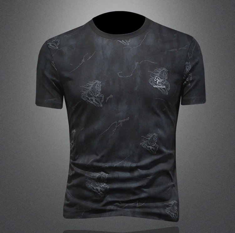 Design Marble Print Embossed T-Shirt White - 2