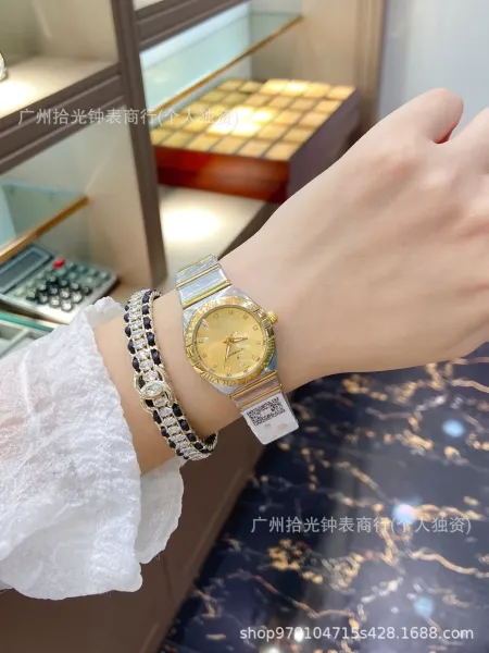 Design Two-Tone Gold Dial Quartz Watch with Crystal Accents Watches - 1