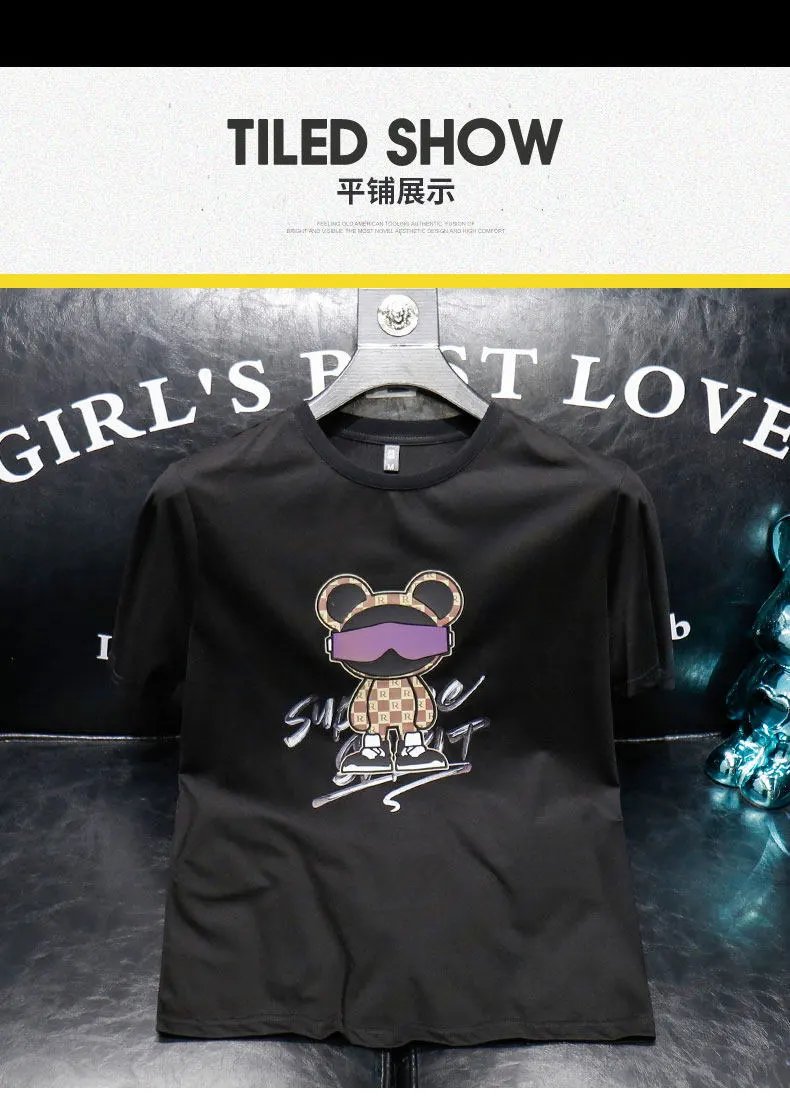 Design Bear Graphic Print Black T-Shirt - 6