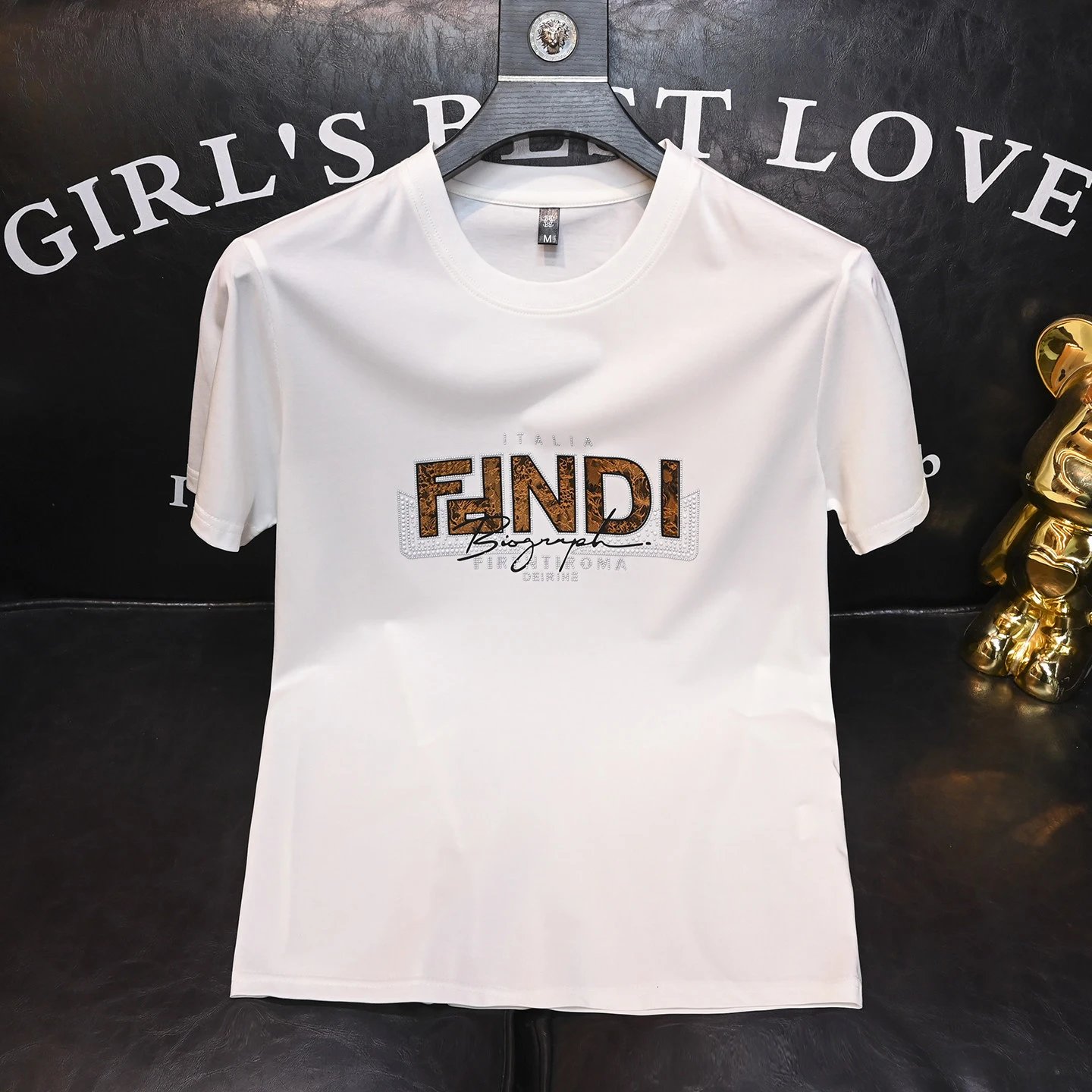 Fendi Biograph Logo Print White T-Shirt