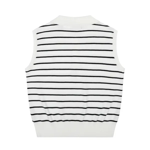 Polo Ralph Lauren Striped Knit Vest Navy and White Vest Top - 5
