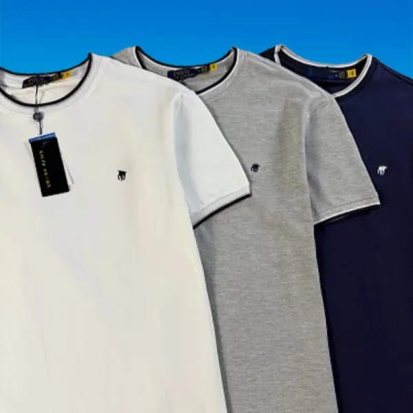 Design Classic Crew Neck T-Shirt Navy with Contrast Trim - 7