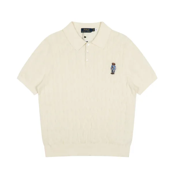 Polo Ralph Lauren Cable Knit Polo Beige Tops Polo - 1