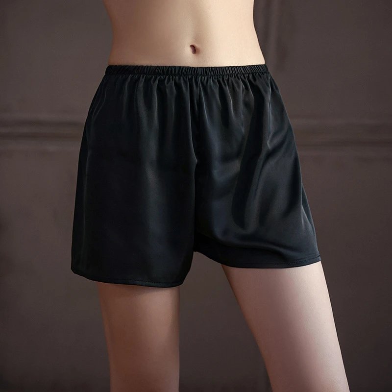 Design Silk-Like Lounge Shorts Black Sleepwear - 1