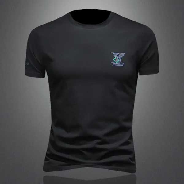 Design Embroidered Logo Black T-Shirt Tops.t Shirts - 1