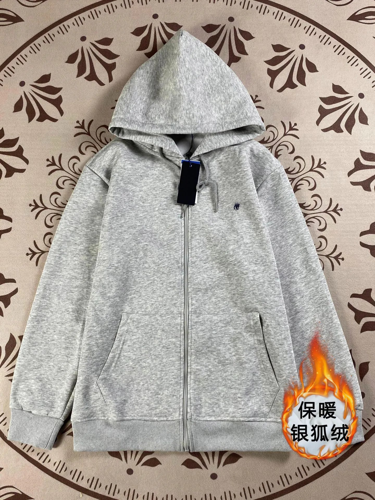Design Full-Zip Hoodie Cream Silver Fox Fleece - 5