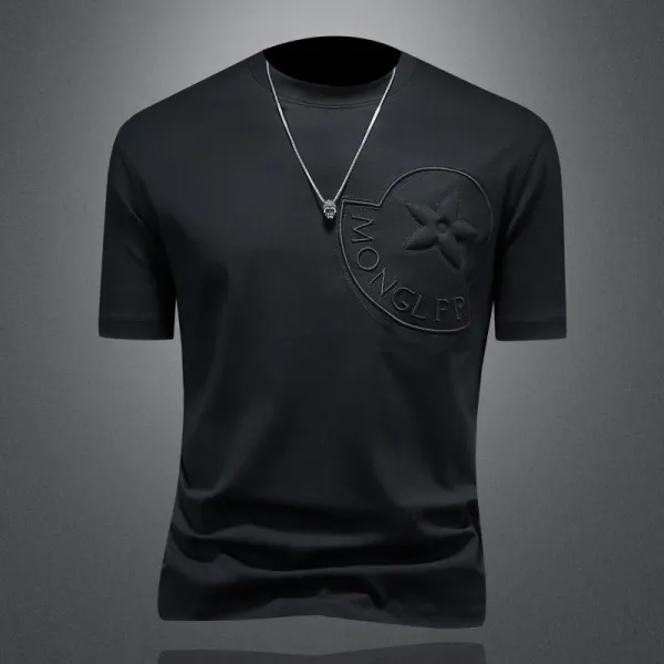 Moncler Logo Embossed Black T-Shirt - 1