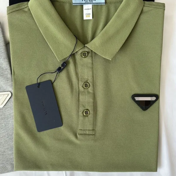 Prada Triangle Logo Polo Shirt Olive Green - 1
