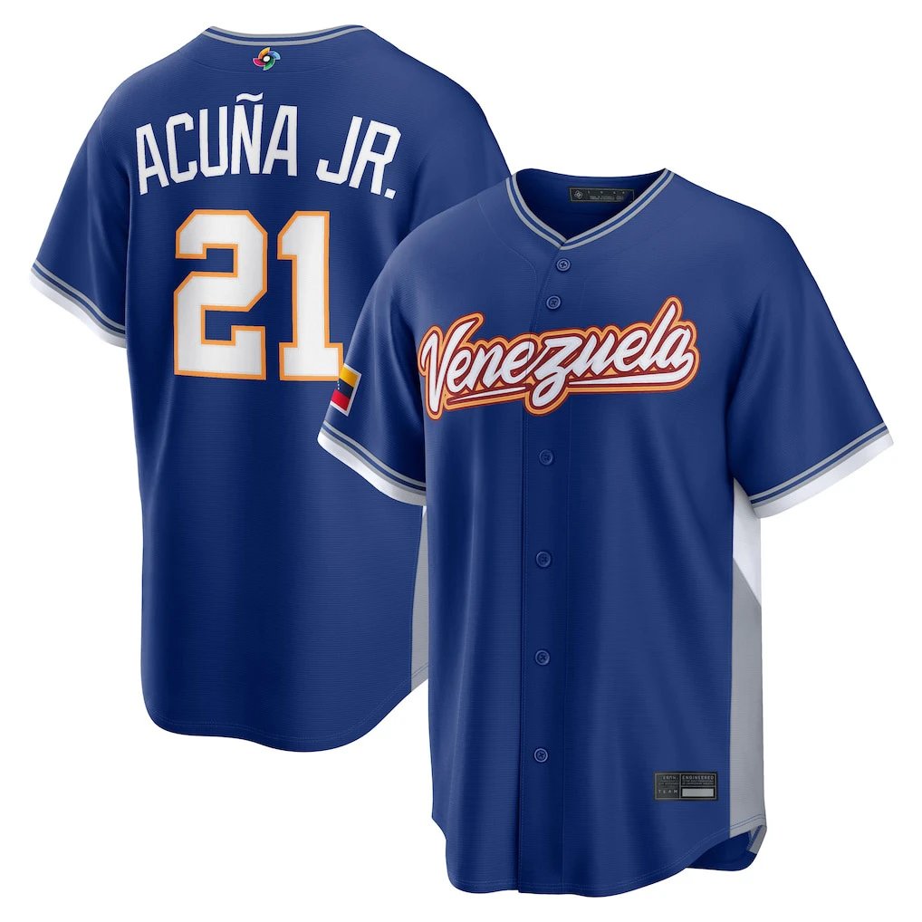 MLB Venezuela National Team Jersey Blue Acuña Jr. #21