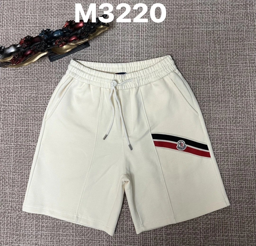 Moncler Logo Stripe Shorts Beige - 20