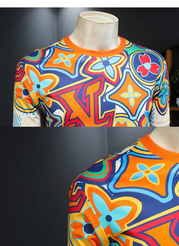 Design Multicolor Graphic Print T-Shirt - 9