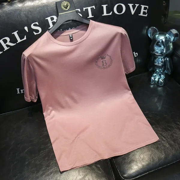 Design Embroidered Laurel Wreath T-Shirt Pink - 1